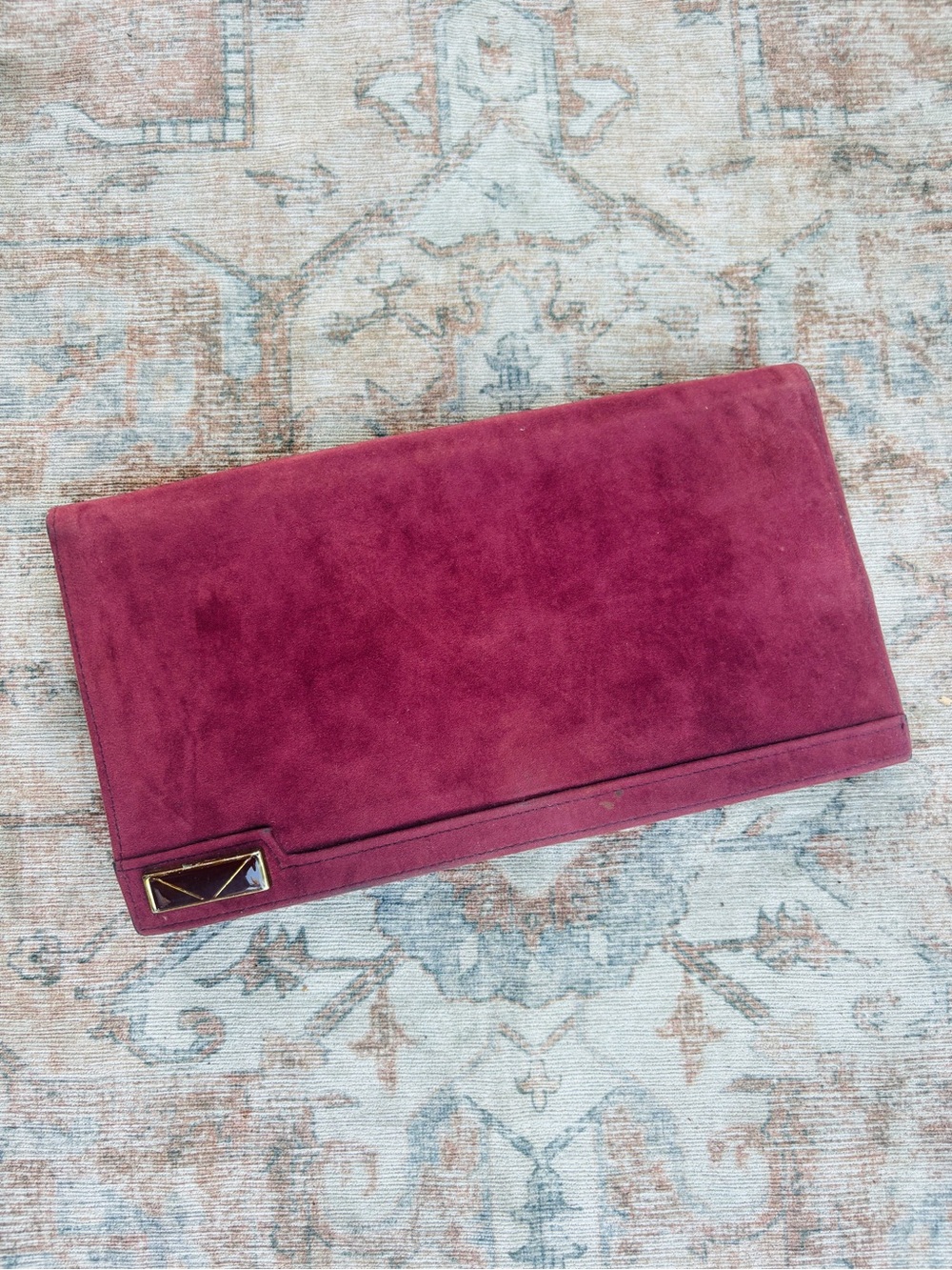 Vintage Cabrelli Canada Burgundy Suede Clutch Purse